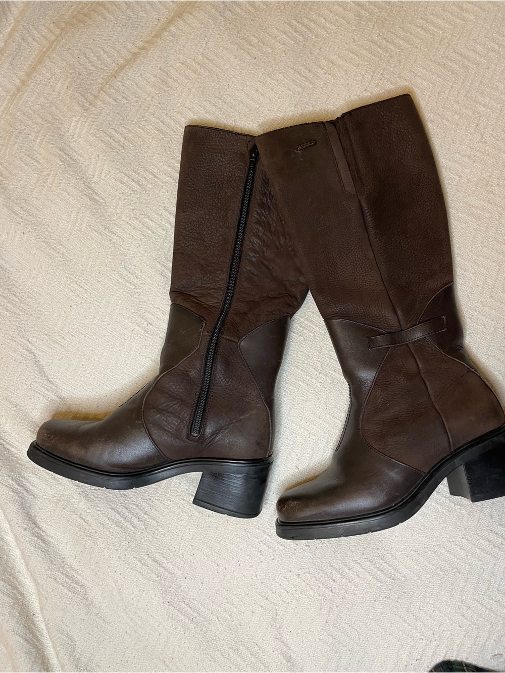 Anfibio Chocolate Brown Nubuck Pebbled Leather Square Toe Boots